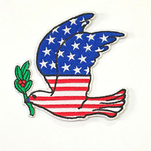 Pigeon Peace Symbol Sticker Patch Space USA Flag Emblem Vet Embroidery 3 Inches - £15.26 GBP