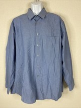 Van Heusen Men Size 16.5 Blue Micro Striped Button Up Shirt Long Sleeve Pocket - $8.10