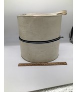 Vintage Textured Vinyl Travel Hat Box Wig Case Zippered Luggage Off White - $658.58 MXN