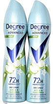 2 Pack Degree Advanced 72h Motionsense Dry Spray Apple &amp; Gardenia Antipe... - £15.94 GBP