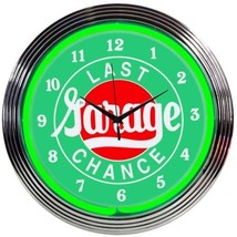 Last Chance Garage Neon Clock 15&quot;x15&quot; - £64.10 GBP