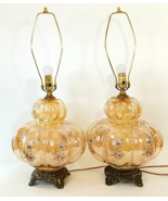 2 Carl Falkenstein Peach Lustre Beaded Bubble Lamps, Hollywood Regency M... - $2,942.36 MXN