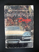 1958 Dodge Swept Wing 58 Owner&#39;s Handbook Reference Guide User Manual Book  - £12.53 GBP