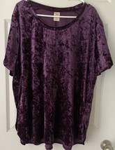 Faded Glory Women’s Size 3X (22/24) Purple Short Sleeved Velour Style Shirt - £7.70 GBP