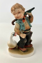 Go Home Figurine Geo Z Lefton Porcelain Boy Umbrella Duck Goose 1110 Vintage - £26.79 GBP