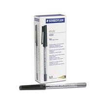 Staedtler Stick 430 M-9 Ballpoint Pen Medium - Black (Box of 10)  - $9.00