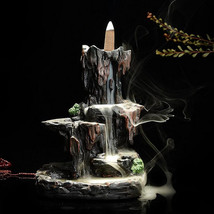 Backflow Incense Cone Burner Censer Holder Mountain Waterfall Stream Home Fragra - £39.83 GBP