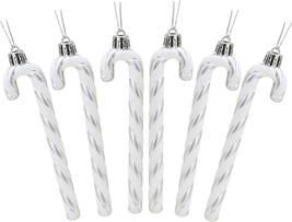 6x Candy Cane Christmas Tree Decorations – 13cm Glitter Striped Ornaments - €12,48 EUR