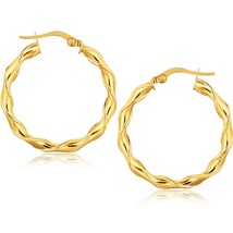 14k Yellow Gold 1.13in Women&#39;s Elegant Design Hoop Earrings - £208.70 GBP