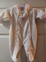 Vintage Mon Petit Baby Girls  Fleece Hooded Winter Jacket Size 3-6 Months - £13.53 GBP