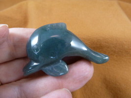 (Y-DOL-SW-575) little Green DOLPHIN GEMSTONE porpoise carving FIGURINE d... - $15.42