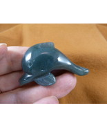 (Y-DOL-SW-575) little Green DOLPHIN GEMSTONE porpoise carving FIGURINE d... - $293.08 MXN