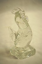 Elegant Large Rooster Square Base Clear Crystal Art Glass Animal Figurin... - $74.24