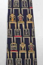 UNICEF Museum Company Neoclassical Chairs Tie Necktie Art to Wear Navy Silk - $19.79