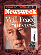 NEWSWEEK November 13 1995 Yitzhak Rabin Asassination Bosnia Colin Powell Hubbell - £6.89 GBP