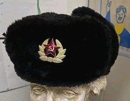 Red ARMY Russian Style WINTER Trapper Communist HAT Repro Size? Black So... - $16.28