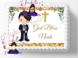 First Holy Communion Boy Baptism Edible Image Edible Birthday Cake Toppe... - £13.13 GBP