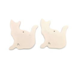 2Pcs Blank Cat Figurine, Handmade Ceramic Bisque Ready To Paint Hallowee... - £21.76 GBP