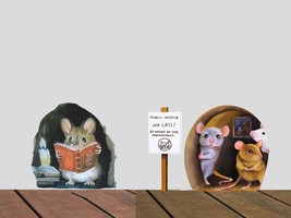 Wall Stickers for Corner Realistic Mouse Hole Mouse Reading Wall Sticker... - £5.12 GBP