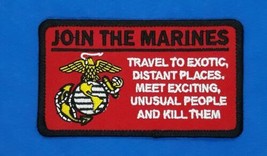 Join The Marines Travel To Exotic Places Iron On Embroidered Patch 4&quot; x ... - $4.99