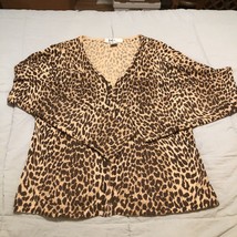 KIKIT womens long sleeve v neck animal print cardigan size Medium Zipper - £9.29 GBP