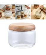 Glass Storage Jar With Wood Lid Clear Kitchen Sealed Bottle For Tea Cere... - £17.58 GBP+