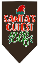 Santa&#39;s Cutest Elf Screen Print Bandana Cocoa Small - £9.26 GBP