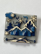 Designs by Lucinda Blue Snow Skis House w Sparkly White Snowy Roof Snowflakes &amp; - $24.09