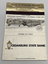 Cedarburg State Bank Wisconsin Matchbook Cover - £3.69 GBP