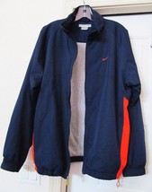 NIKE Golf Jacket Coat Windbreaker Flannel Lined Zipper Blue w Red Men&#39;s L - £26.67 GBP