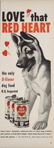1950&#39;s? Print Ad Red Heart Canned Dog Food Happy German Shepherd Puppy - £14.61 GBP