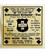 1945 WW2 German-USA Popp&#39;s Swiss Tea Advertisement Red Hand Tea Co NYC C94B - $34.27 CAD