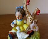 Vintage Bisque Porcelain Figurine — Girl with Goose &amp; Cherry Tree — 1970... - $25.04