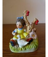 Vintage Bisque Porcelain Figurine — Girl with Goose &amp; Cherry Tree — 1970... - $25.04