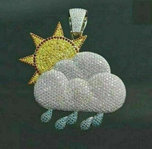 3Ct Round Cut Lab Created Multi-Color Cloud Pendant 14k Yellow-White Gold Finish - £100.00 GBP