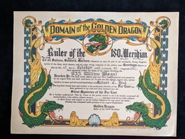 1945 Domain of the Golden Dragon Int&#39;l Date Line Certificate USS WILLIAM... - £31.92 GBP