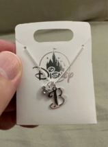 Disney Parks Mickey Mouse Faux Gem Letter B Silver Color Necklace NEW image 4