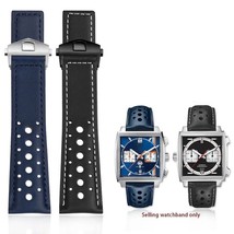22mm Breathable Genuine Leather Strap Band Fit for TAG Heuer Monaco/Carrera - £16.35 GBP+
