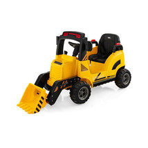 12V Kids Ride On Construction Tractor with Electric Adjustable Bucket-Yellow - C - $242.23