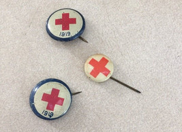Lot 3 Vintage Antique 1919 International Red Cross Society Button Pinbac... - £98.86 GBP