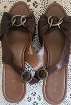 Nine West ~ O-Marigold ~ Brown ~ Leather ~ Women&#39;s Size 9M ~ Wedge Sandals - $30.00