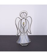 Vintage Stained Art Glass Christmas Angel  Clear / White Studio Art - $75.48 CAD