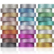 30 Rolls 66 Yards Long 0.4 Inch Wide Glitter Washi Tape 30 Colors Colore... - £15.17 GBP