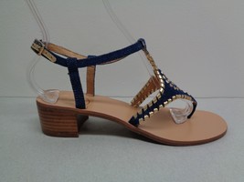 Jack Rogers Size 8.5 ELISE Denim Gold Heels Ankle Strap Sandals New Womens Shoes - £93.18 GBP