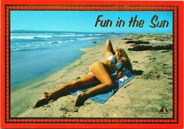 Fun in the Sun California Girl Postcard Risque Ocean 90&#39;s 80&#39;s Pinup beach - £7.20 GBP