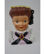 Ucagco Young Lady Head Vase Planter #E320A Brown Hair Blue Eyes - $49.99