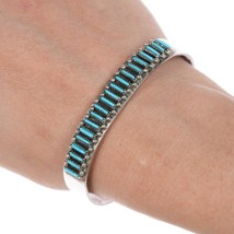 6.5&quot; Vintage Zuni needlepoint turquoise and sterling bracelet - £138.82 GBP