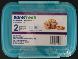 Lock-Top Reusable Snack Containers w Lid Stackable LIGHT BLUE 5.2 Fl Oz, 2/Pk - £2.76 GBP