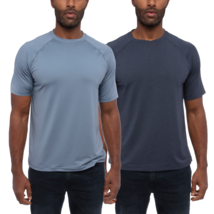 Glacier Men&#39;s Performance 2-Pack Tee, Chambray SOLID/ Navy Heather, S - £12.76 GBP