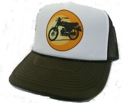 Vintage Motorcycle Trucker Hat mesh hat snapback hat brown New - $14.26